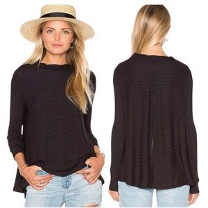 Free People We The Free Lover Rib Pullover Long Sleeve Black Size Small #1908